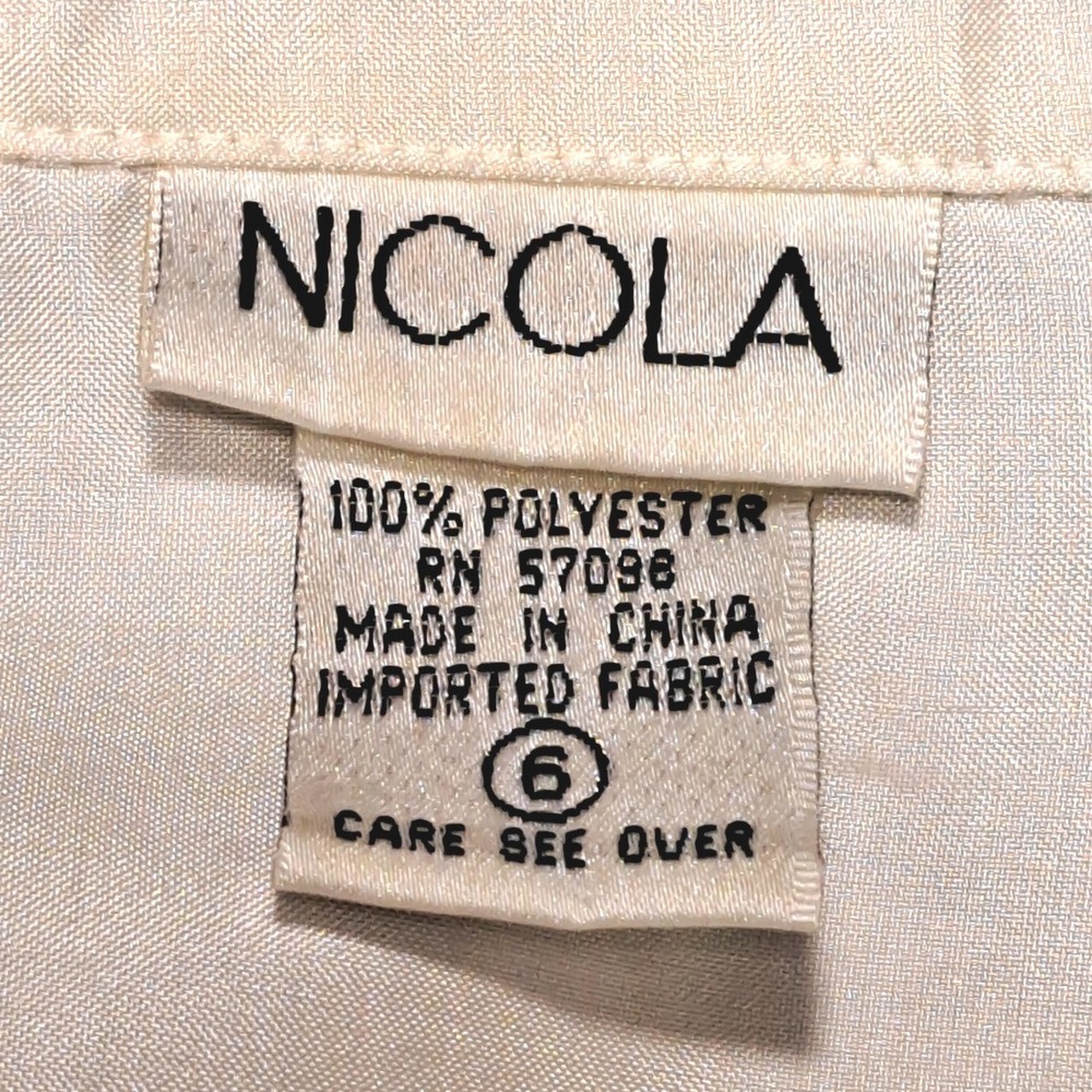 Nicola Vintage Cream Eyelet Embroidered Side Button Blouse Sz 6 Long Sleeve - Picture 5 of 8